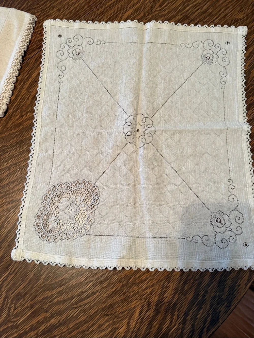 Handcrafted Cream Lace Doily Table Accent